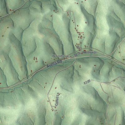 Second close-up of the map of Cross Creek, Pennsylvania print showing more streets and buildings