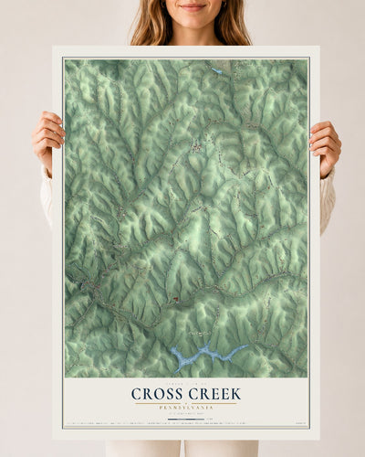 Map of Cross Creek, Pennsylvania, 24 x 36 inch unframed archival matte print