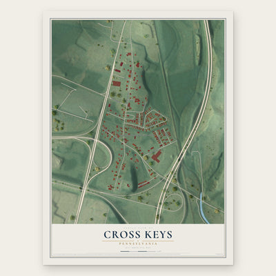 Cross Keys, Pennsylvania map print, the full design