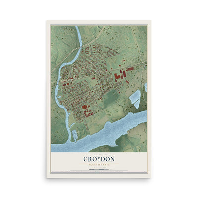 Map of Croydon, Pennsylvania, 12 x 18 inch unframed archival matte print