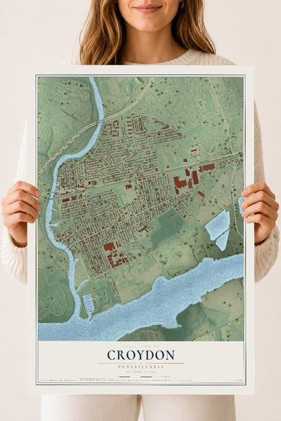 Map of Croydon, Pennsylvania, 18 x 24 inch unframed archival matte print