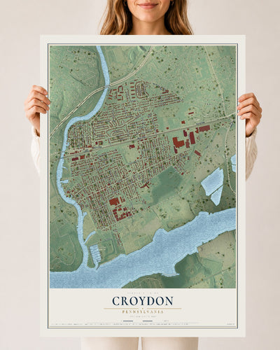 Map of Croydon, Pennsylvania, 24 x 36 inch unframed archival matte print