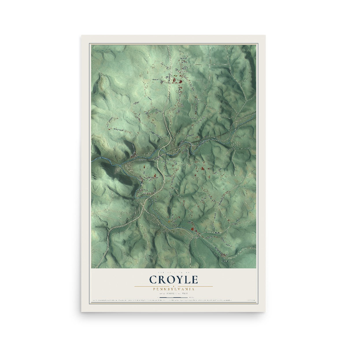 Map of Croyle, Pennsylvania, 12 x 18 inch unframed archival matte print