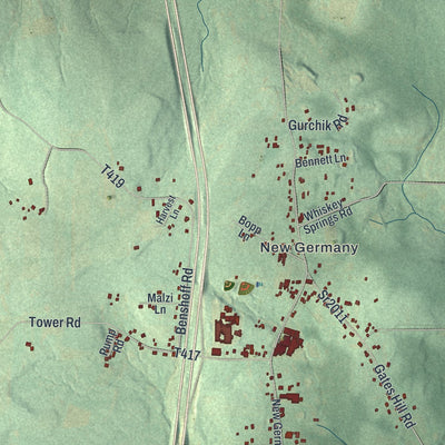Second close-up of the map of Croyle, Pennsylvania print showing more streets and buildings