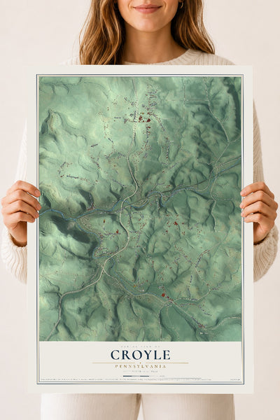 Map of Croyle, Pennsylvania, 18 x 24 inch unframed archival matte print