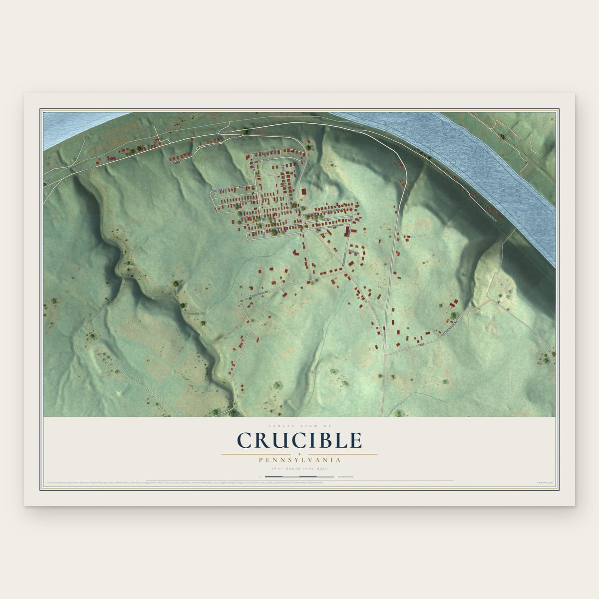 Crucible, Pennsylvania map print, the full design