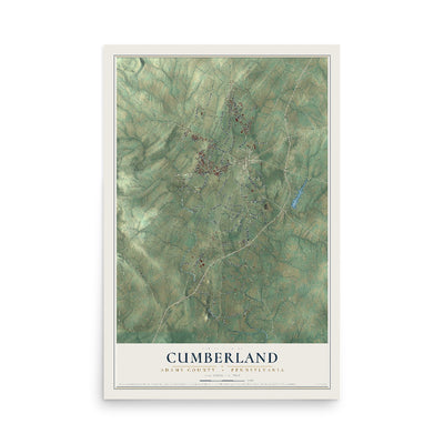 Map of Cumberland, Adams County, Pennsylvania, 12 x 18 inch unframed archival matte print