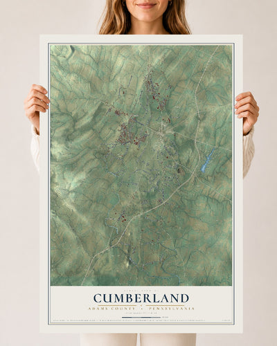 Map of Cumberland, Adams County, Pennsylvania, 24 x 36 inch unframed archival matte print