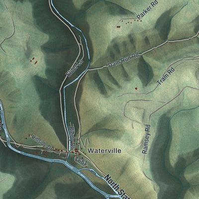 Close-up of the map of Cummings, Pennsylvania print showing street and building detail