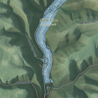 Second close-up of the map of Cummings, Pennsylvania print showing more streets and buildings