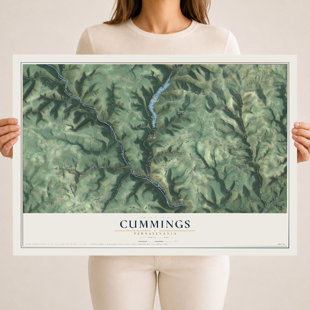 Map of Cummings, Pennsylvania, 18 x 24 inch unframed archival matte print