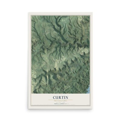 Map of Curtin, Pennsylvania, 12 x 18 inch unframed archival matte print