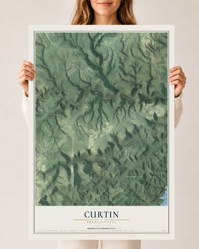 Map of Curtin, Pennsylvania, 24 x 36 inch unframed archival matte print