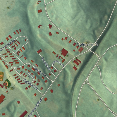 Close-up of the map of Curtisville, Pennsylvania print showing street and building detail