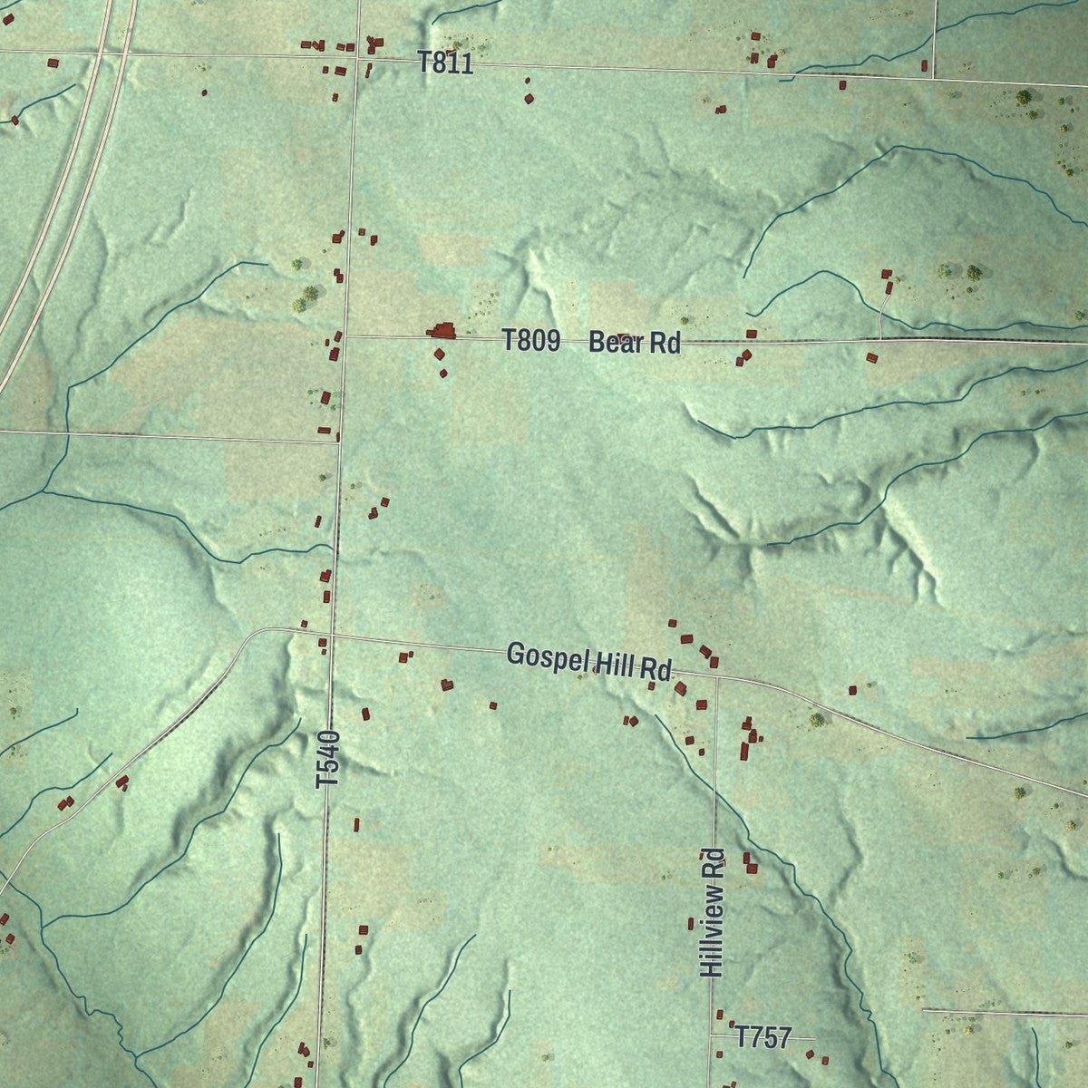 Close-up of the map of Cussewago, Pennsylvania print showing street and building detail