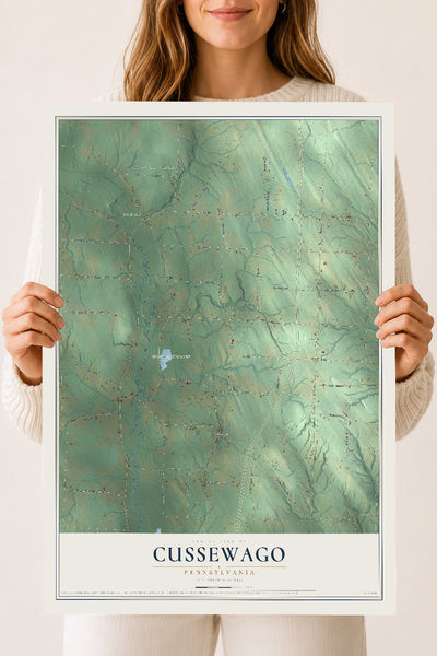 Map of Cussewago, Pennsylvania, 18 x 24 inch unframed archival matte print