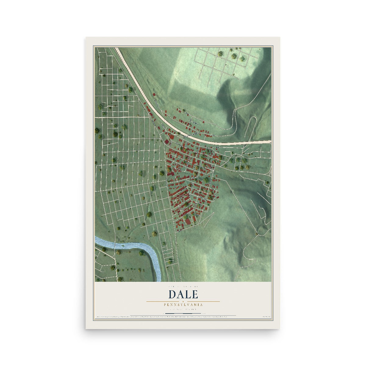 Map of Dale, Pennsylvania, 12 x 18 inch unframed archival matte print