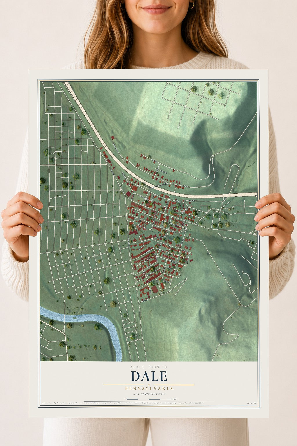 Map of Dale, Pennsylvania, 18 x 24 inch unframed archival matte print
