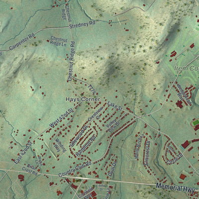 Second close-up of the map of Dallas, Luzerne County, Pennsylvania print showing more streets and buildings