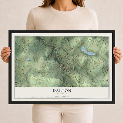 Map of Dalton, Pennsylvania, 12 x 18 inch print in a black wood frame