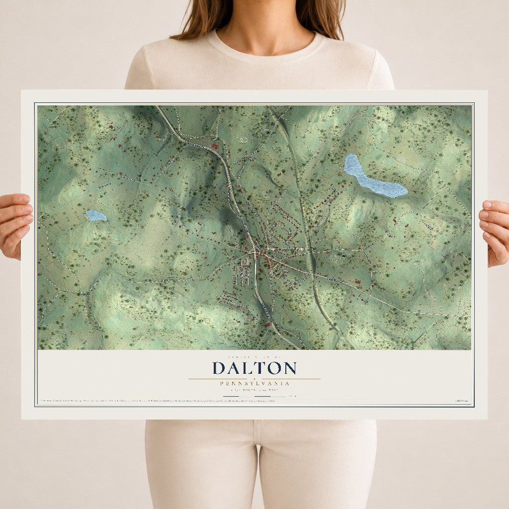Map of Dalton, Pennsylvania, 18 x 24 inch unframed archival matte print