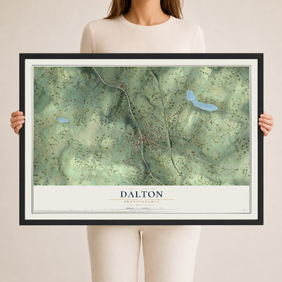 Map of Dalton, Pennsylvania, 24 x 36 inch print in a black wood frame