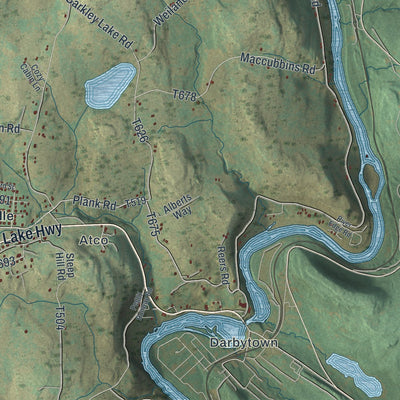 Second close-up of the map of Damascus, Pennsylvania print showing more streets and buildings