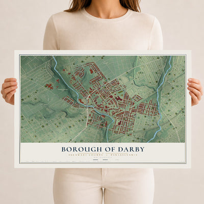 Map of the Borough of Darby, Delaware County, Pennsylvania, 12 x 18 inch unframed archival matte print