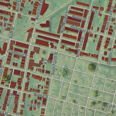 Close-up of the map of the Borough of Darby, Delaware County, Pennsylvania print showing street and building detail