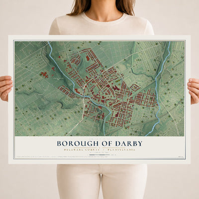 Map of the Borough of Darby, Delaware County, Pennsylvania, 18 x 24 inch unframed archival matte print
