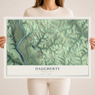 Map of Daugherty, Pennsylvania, 18 x 24 inch unframed archival matte print