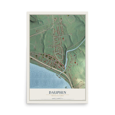 Map of Dauphin, Pennsylvania, 12 x 18 inch unframed archival matte print