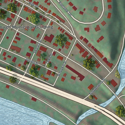 Close-up of the map of Dauphin, Pennsylvania print showing street and building detail