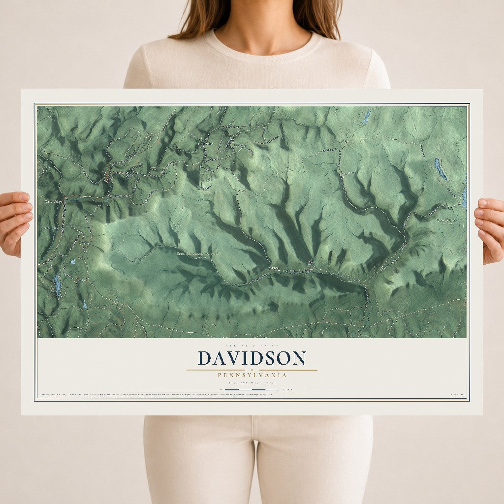 Map of Davidson, Pennsylvania, 18 x 24 inch unframed archival matte print
