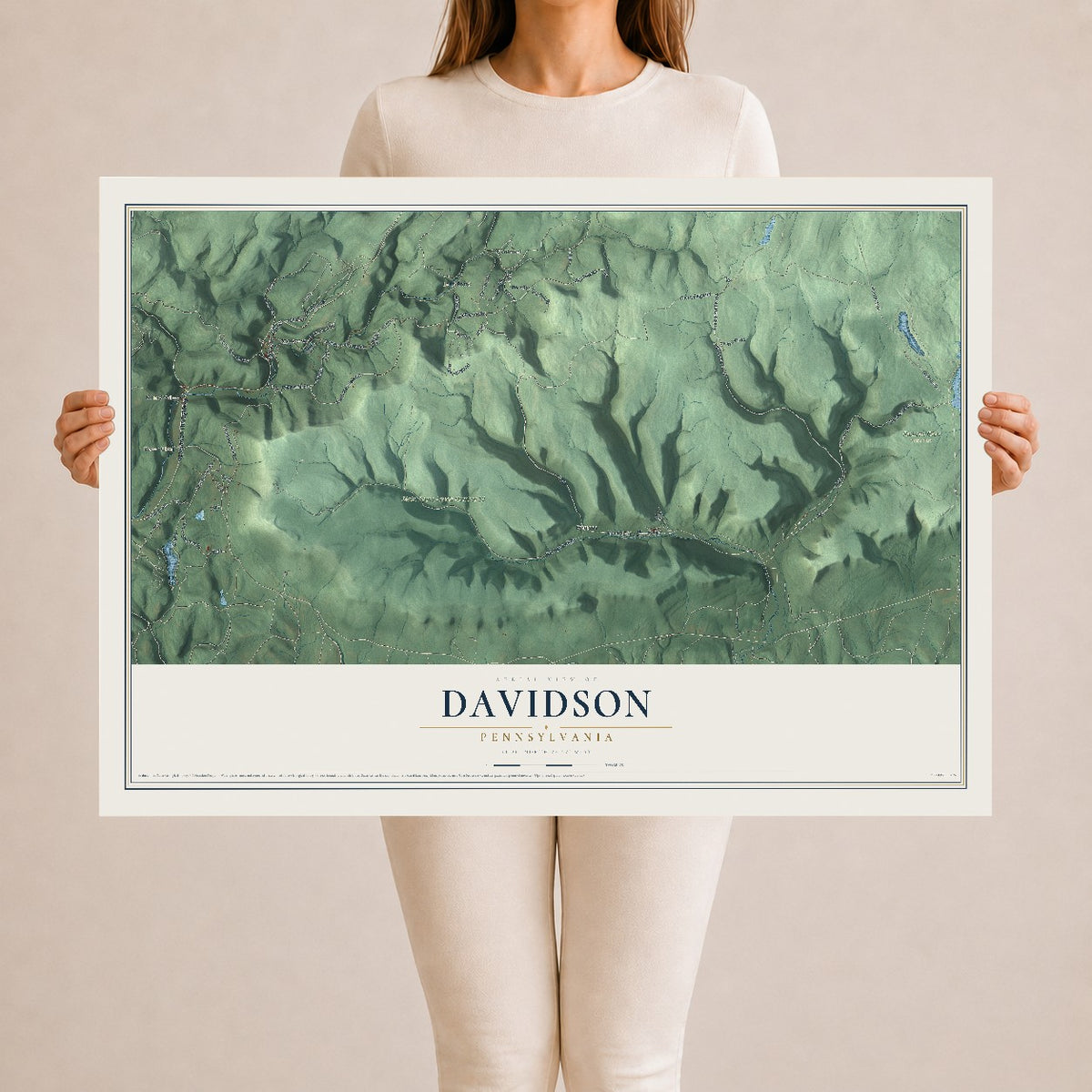 Map of Davidson, Pennsylvania, 24 x 36 inch unframed archival matte print