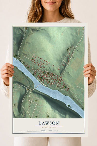 Map of Dawson, Pennsylvania, 18 x 24 inch unframed archival matte print