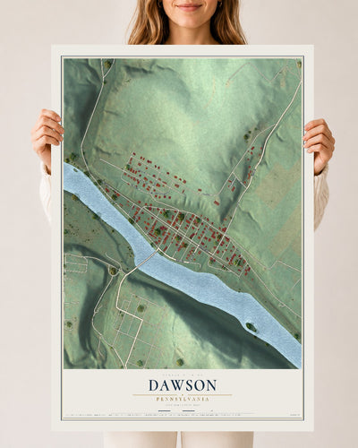 Map of Dawson, Pennsylvania, 24 x 36 inch unframed archival matte print