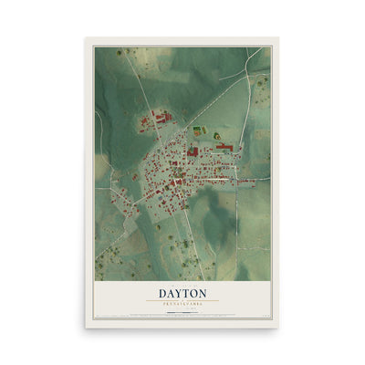 Map of Dayton, Pennsylvania, 12 x 18 inch unframed archival matte print