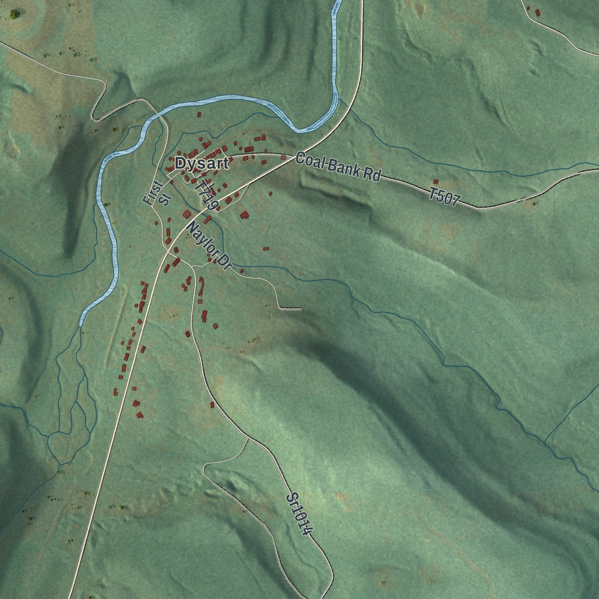 Second close-up of the map of Dean, Pennsylvania print showing more streets and buildings