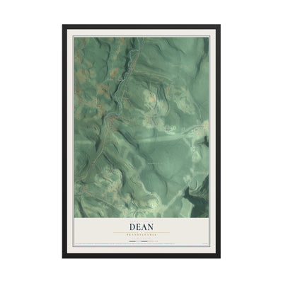 Map of Dean, Pennsylvania, 12 x 18 inch print in a black wood frame