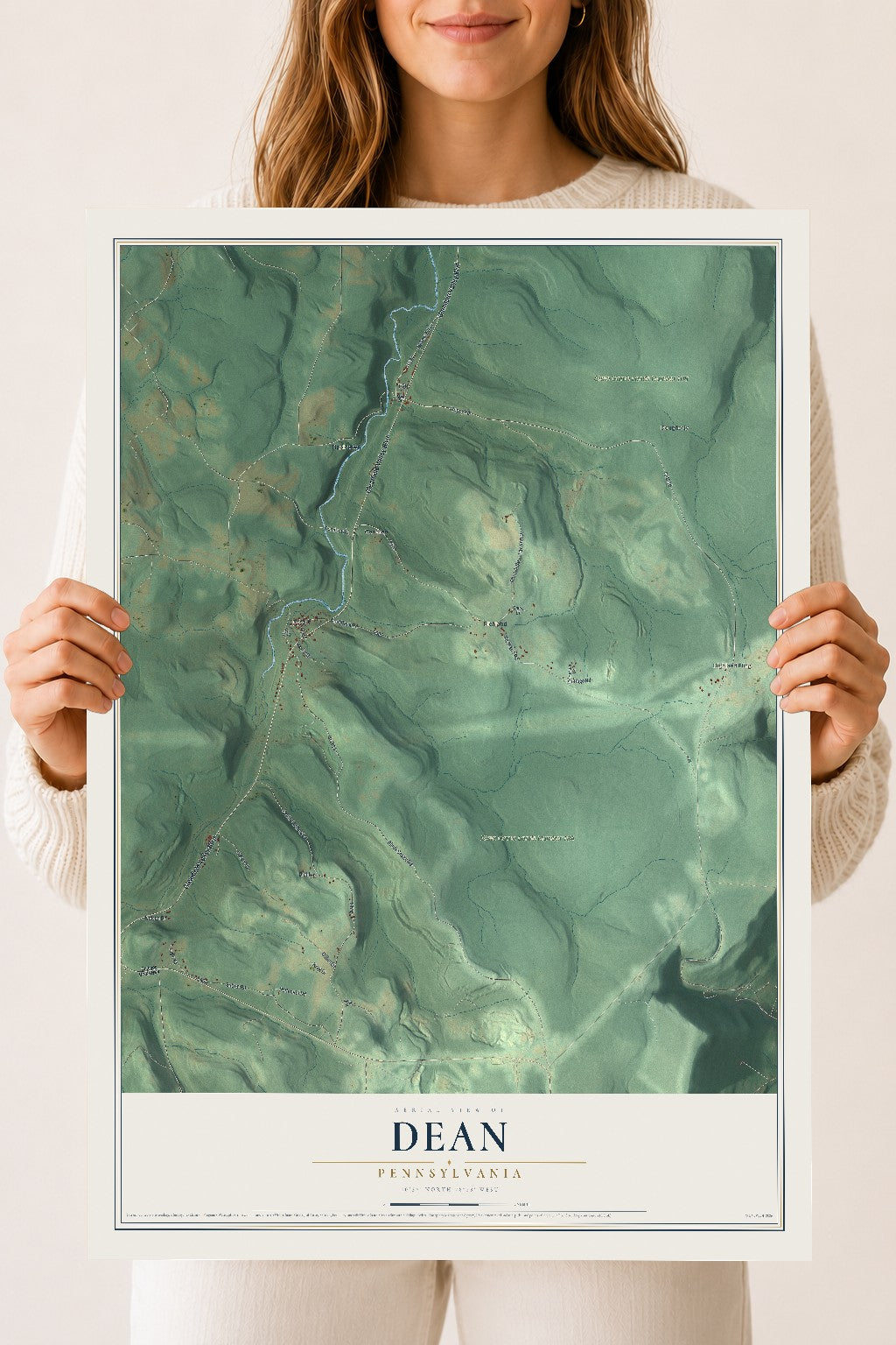 Map of Dean, Pennsylvania, 18 x 24 inch unframed archival matte print