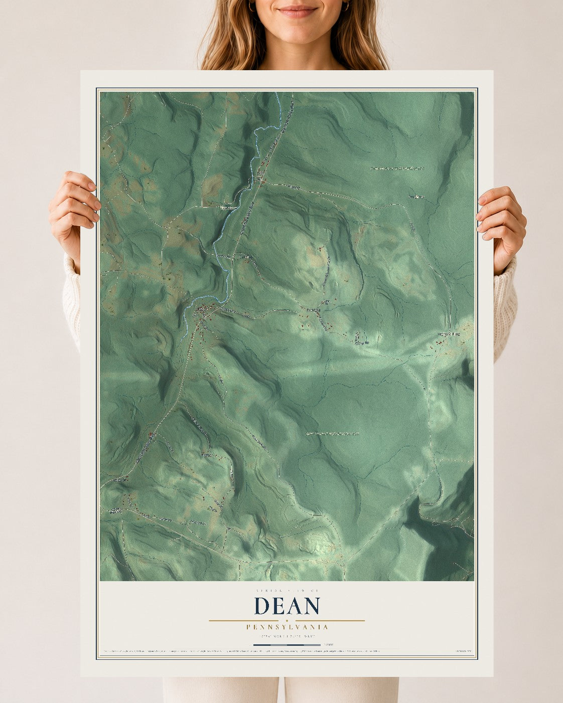 Map of Dean, Pennsylvania, 24 x 36 inch unframed archival matte print