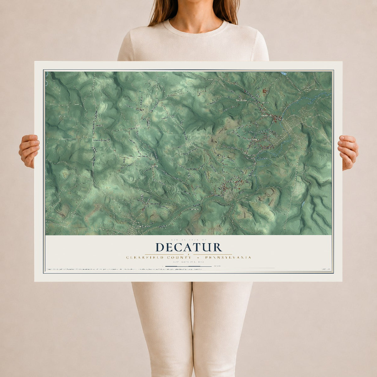 Map of Decatur, Clearfield County, Pennsylvania, 24 x 36 inch unframed archival matte print