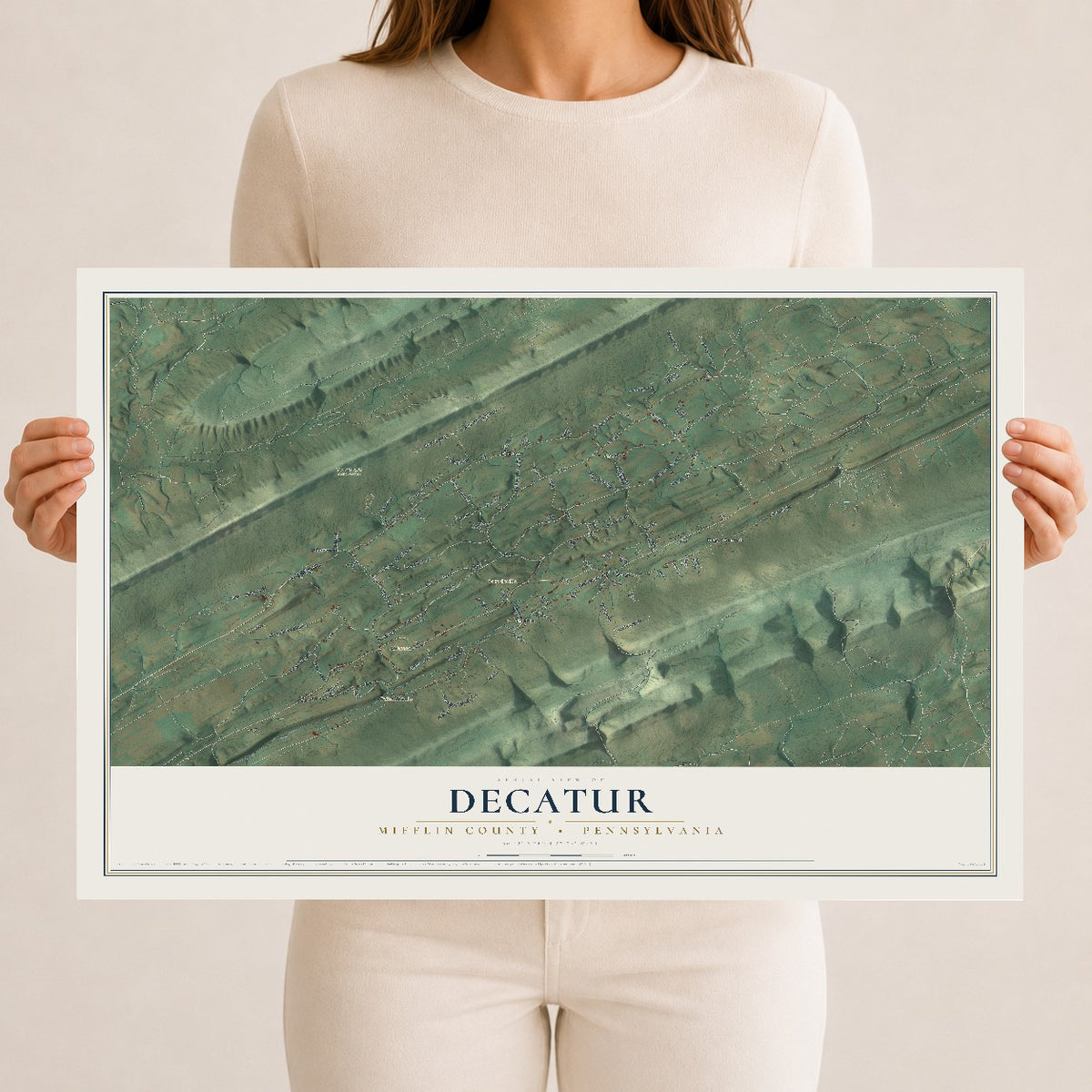 Map of Decatur, Mifflin County, Pennsylvania, 12 x 18 inch unframed archival matte print
