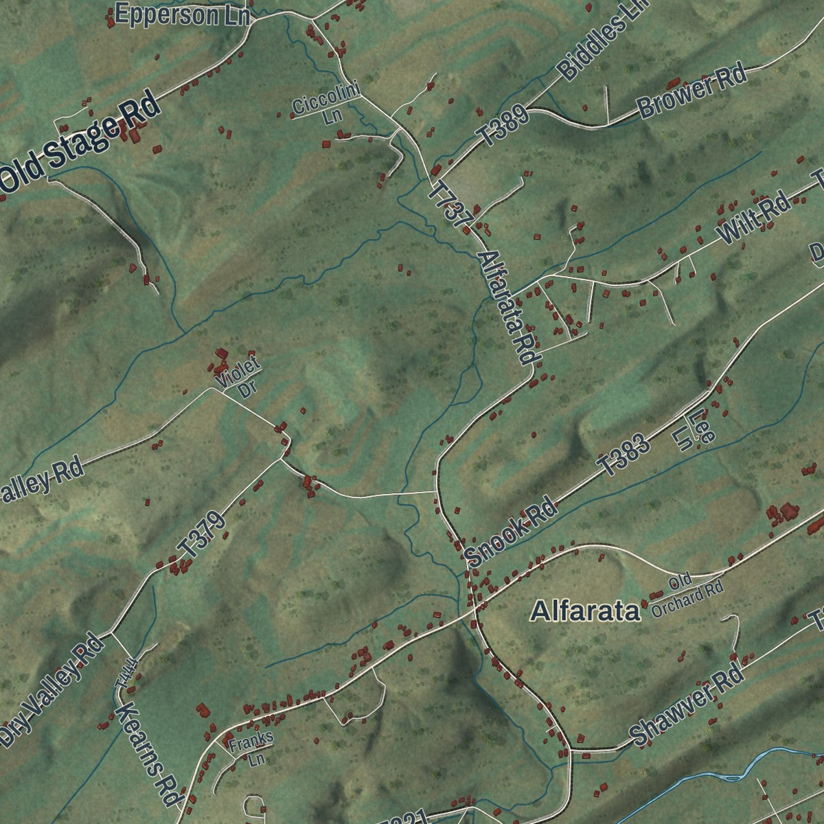 Second close-up of the map of Decatur, Mifflin County, Pennsylvania print showing more streets and buildings