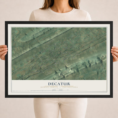 Map of Decatur, Mifflin County, Pennsylvania, 18 x 24 inch print in a black wood frame