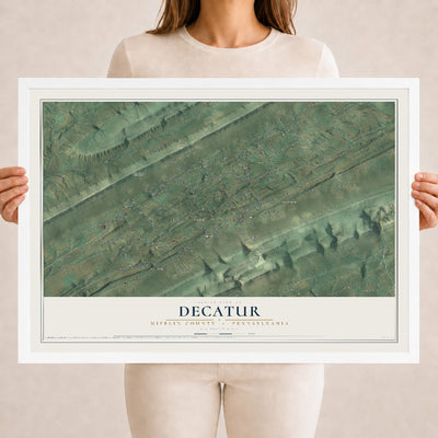 Map of Decatur, Mifflin County, Pennsylvania, 18 x 24 inch print in a white wood frame