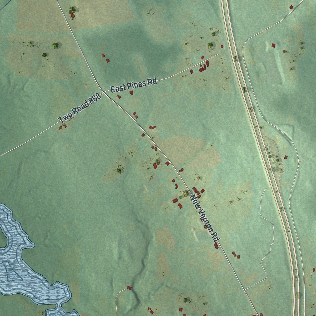 Second close-up of the map of Deer Creek, Pennsylvania print showing more streets and buildings