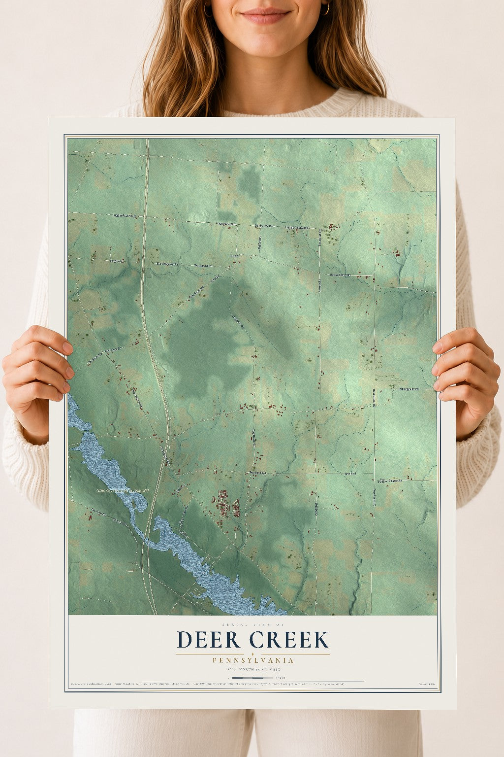 Map of Deer Creek, Pennsylvania, 18 x 24 inch unframed archival matte print