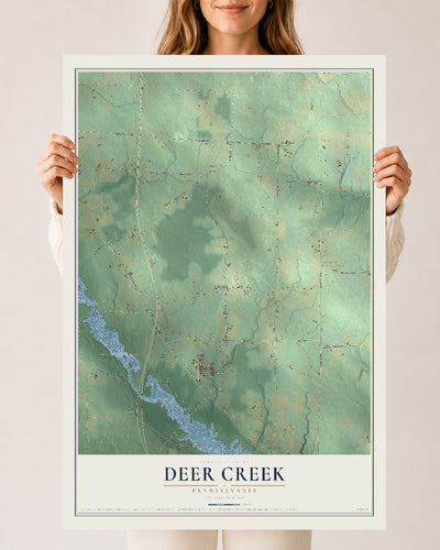 Map of Deer Creek, Pennsylvania, 24 x 36 inch unframed archival matte print